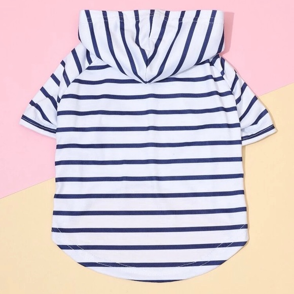 New Stripe Nautical Dog Pet Hoodie Size Medium - Picture 5 of 6